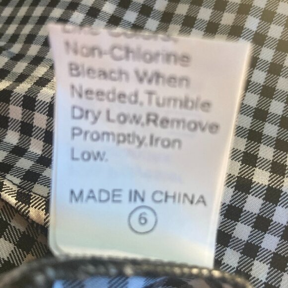 OXL SZ L Black & white gingham check dress Cottage Modest Prairie Western 50s - Picture 8 of 10